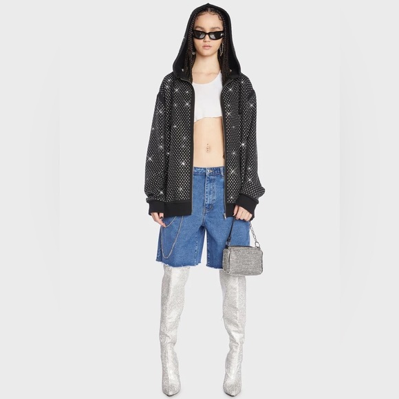 Street Stunner Rhinestone Hoodie 🖤💎 - Picture 5 of 7